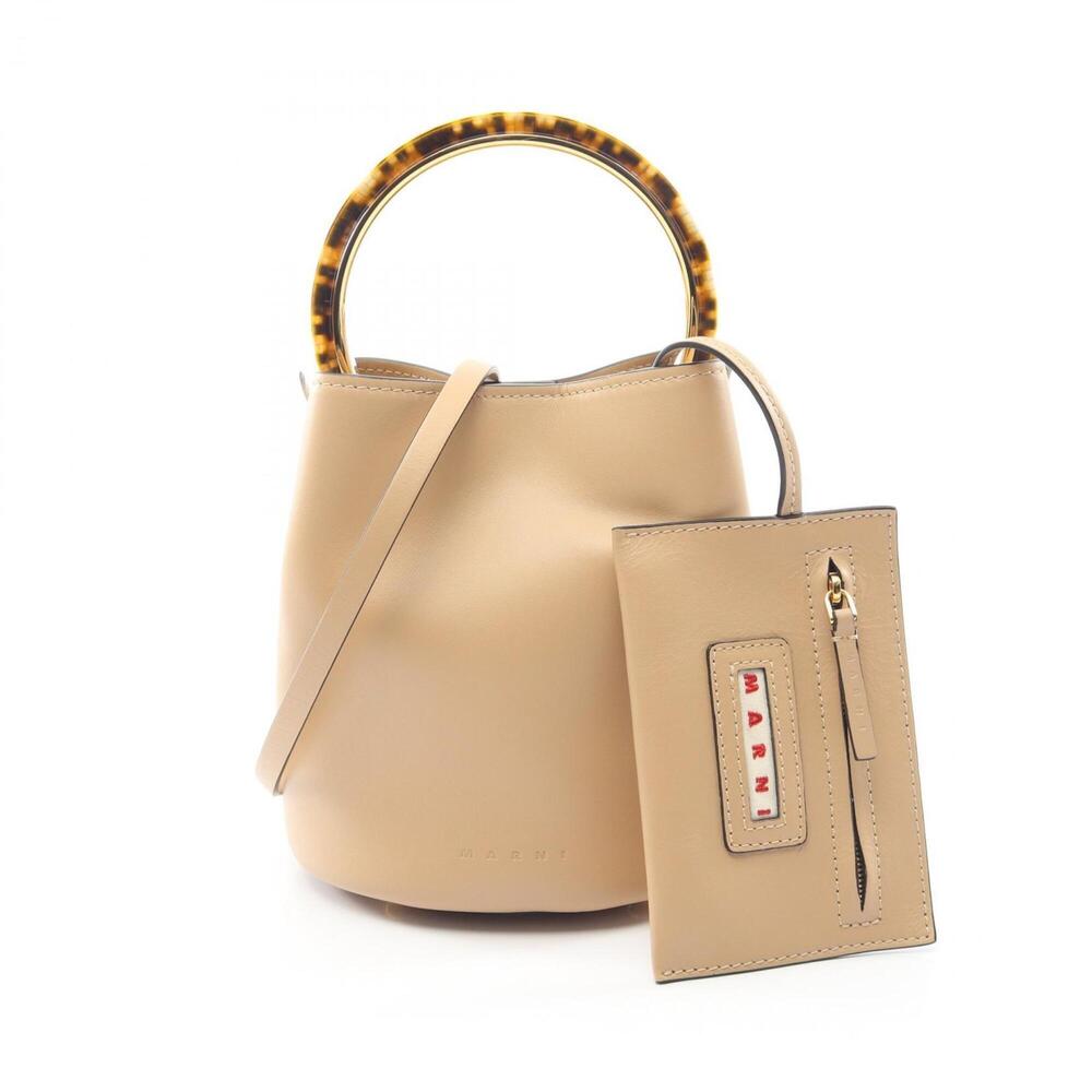 MARNI Panier 2-Way Handbag, Leather, Women's, Beige (SCMPU09T28)